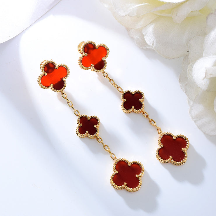 Red Flower Drop Earrings