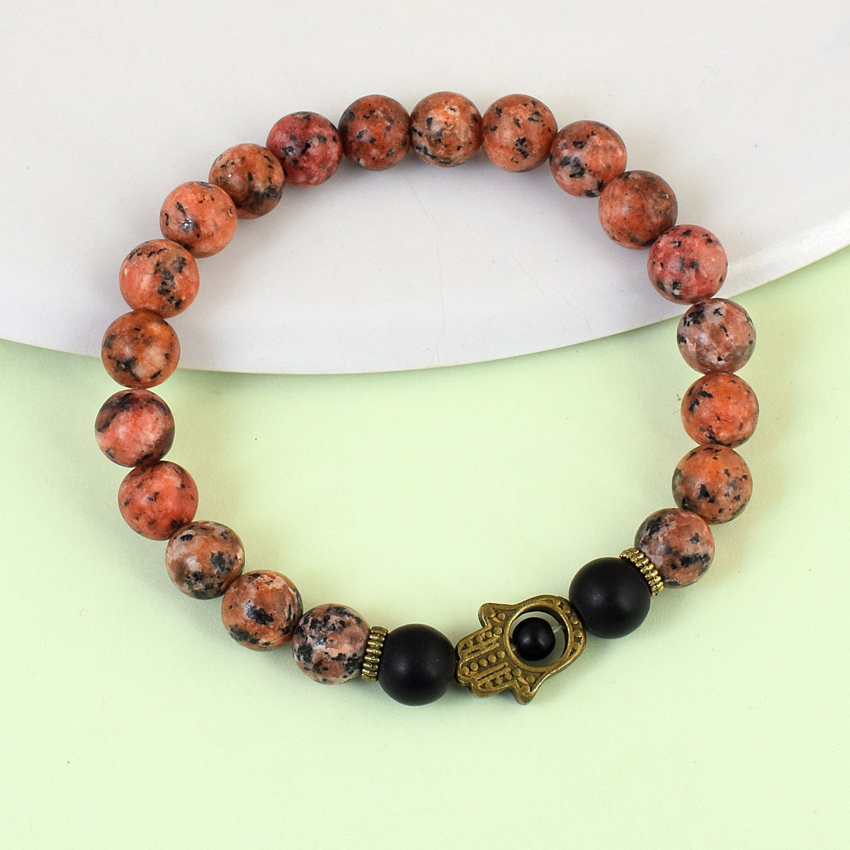 Blue Hamsa Brown Bead Bracelet