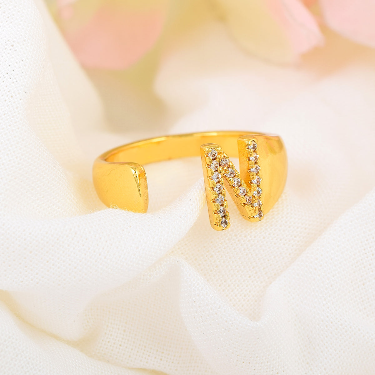 Letter N Swarovski Ring