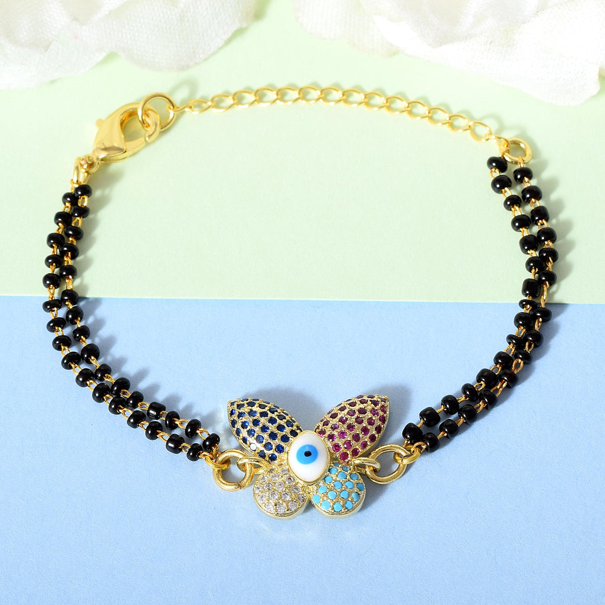 Kids Nazariya Evil Eye Rainbow Butterfly Bracelet