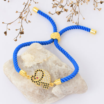 Elephant Swarovski Blue Rope Bracelet