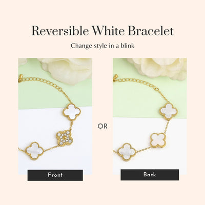 Reversible White And Gold Flower Bracelet