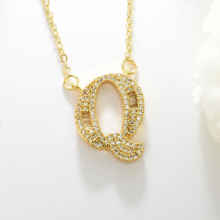 Letter Q Swarovski Necklace