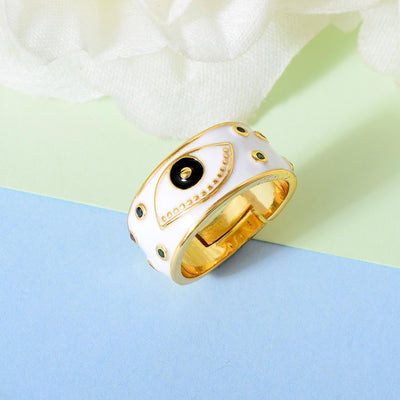White Enamel Eye Ring