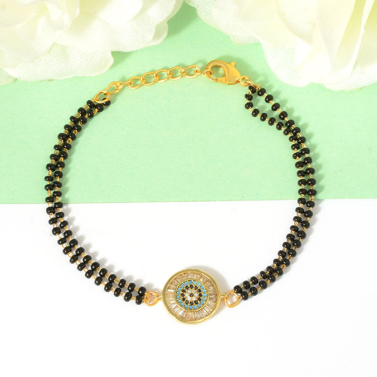 Round Baguette Stone Evil Eye Bracelet