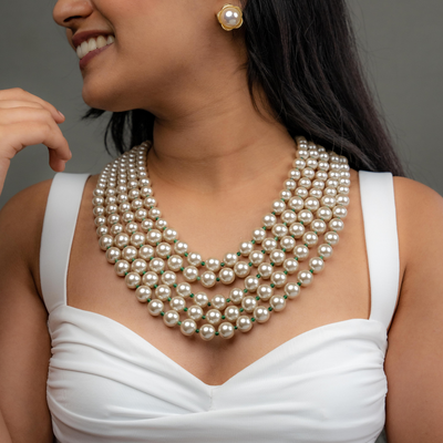 Five Layer Grey Pearl Necklace