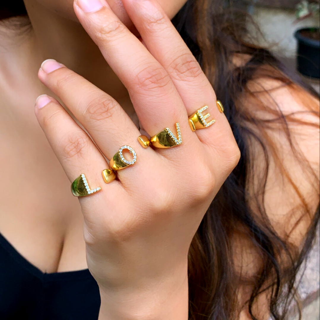 Letter G Swarovski Ring