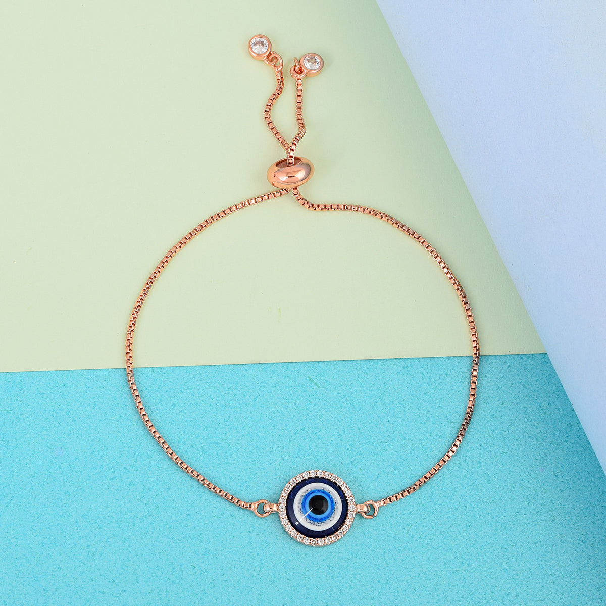 Blue Swarovski Evil Eye Rose Bracelet