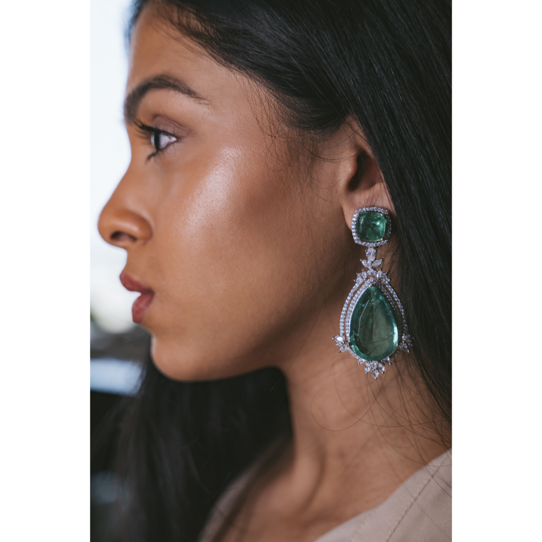 Tear Drop Swarovski Emerald Earrings