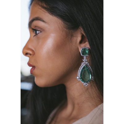 Tear Drop Swarovski Emerald Earrings