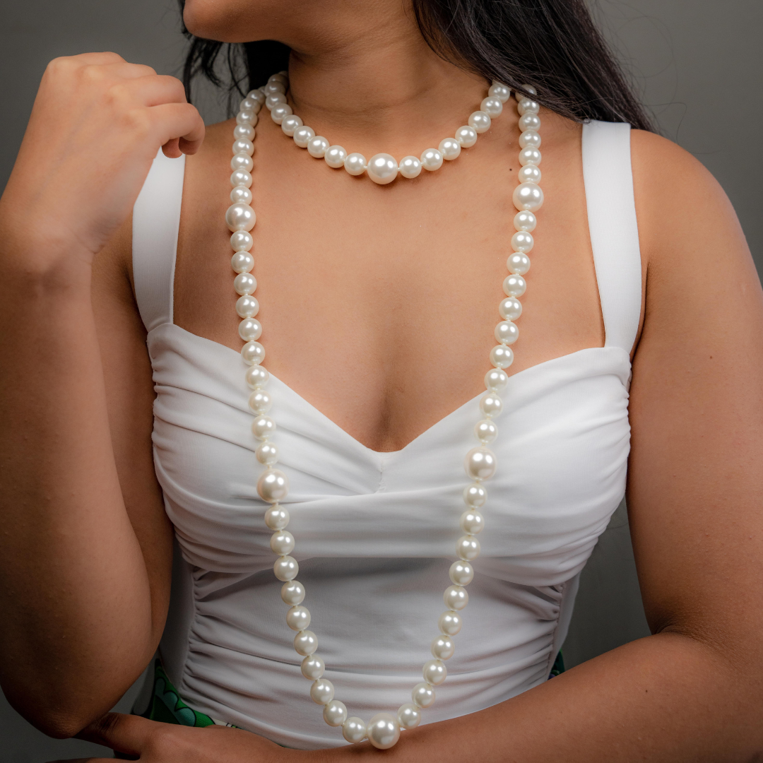 Multi Functional White Pearl Necklace