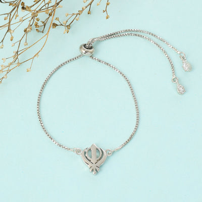 Pure Silver Khanda Swarovski Chain Bracelet
