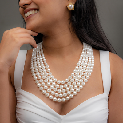 Five Layer White Pearl Necklace