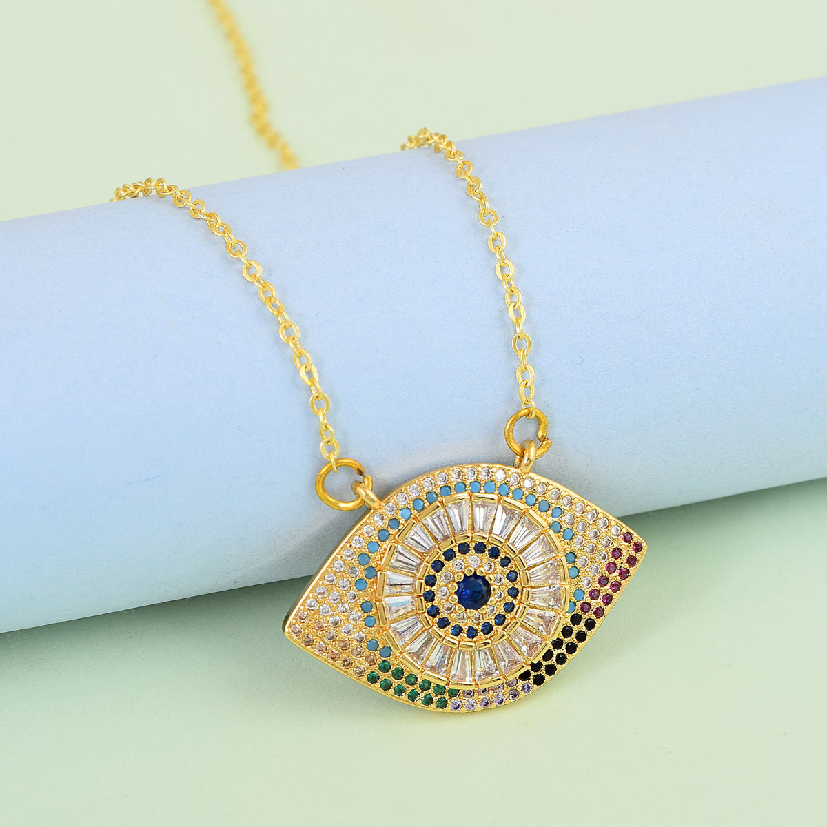 Multi color Swarvoski Eye Necklace