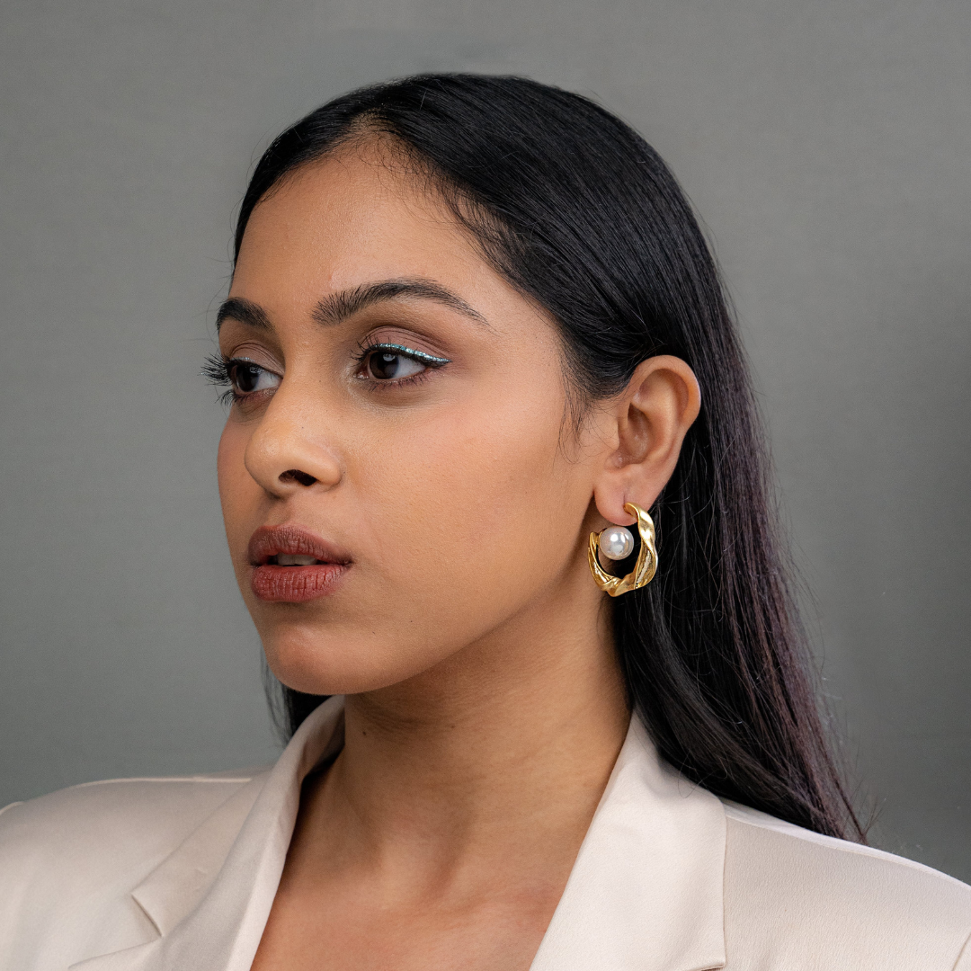 Meraki Twisted Pearl Hoops