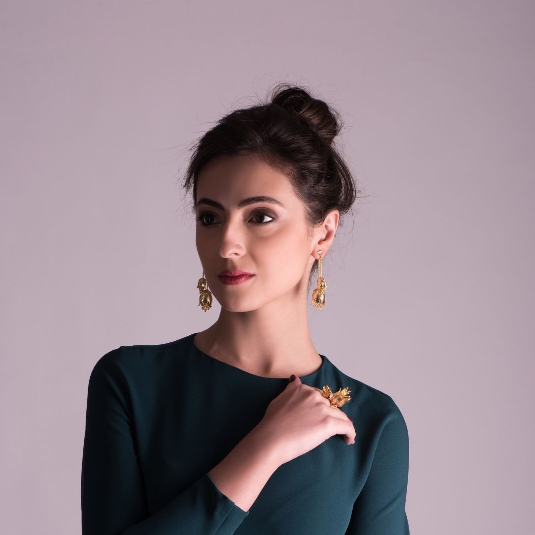 TULIP GOLD DETACHABLE EARRINGS