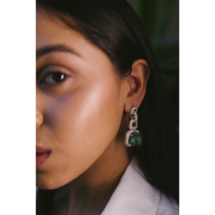 Linked Emerald Princess Earrings