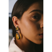 Enamel Citrine Tear Drop Earrings