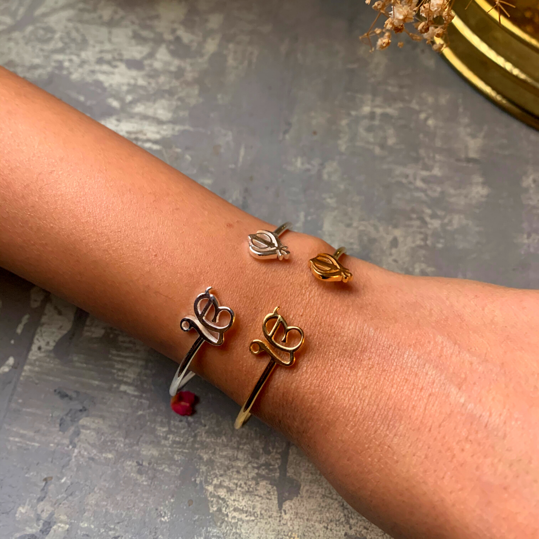 Pure Silver Ek Onkar Khanda Cuff bracelet