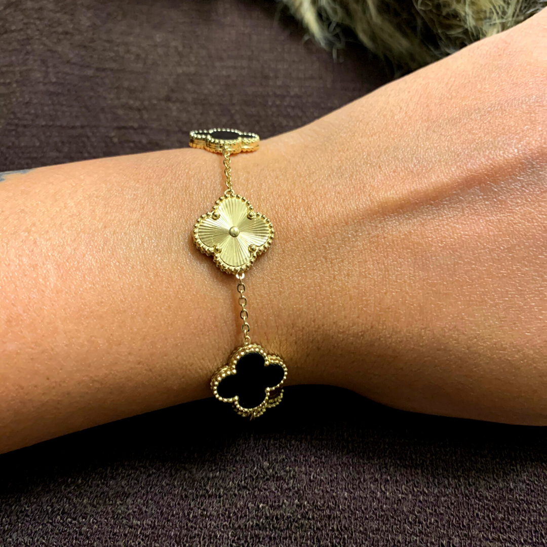 Reversible Black Flower Bracelet