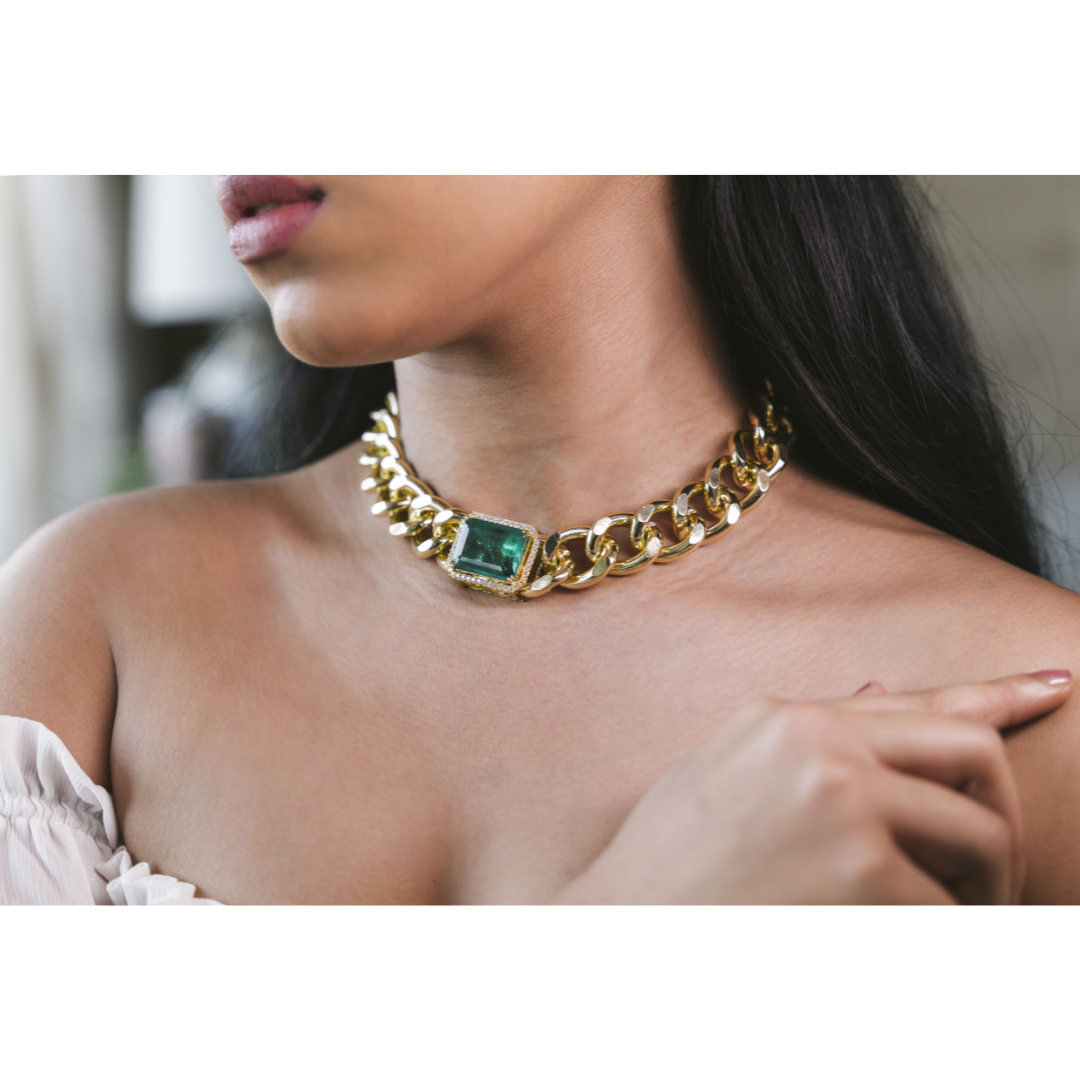 Emerald Link Chain Choker