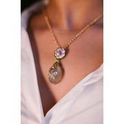 Kundan Flower Prehnite Chain Necklace