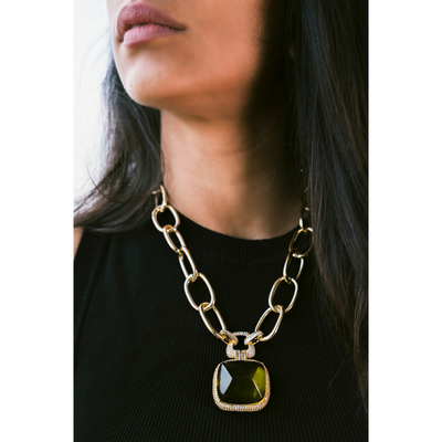 Yellow Gem Candy Link Necklace