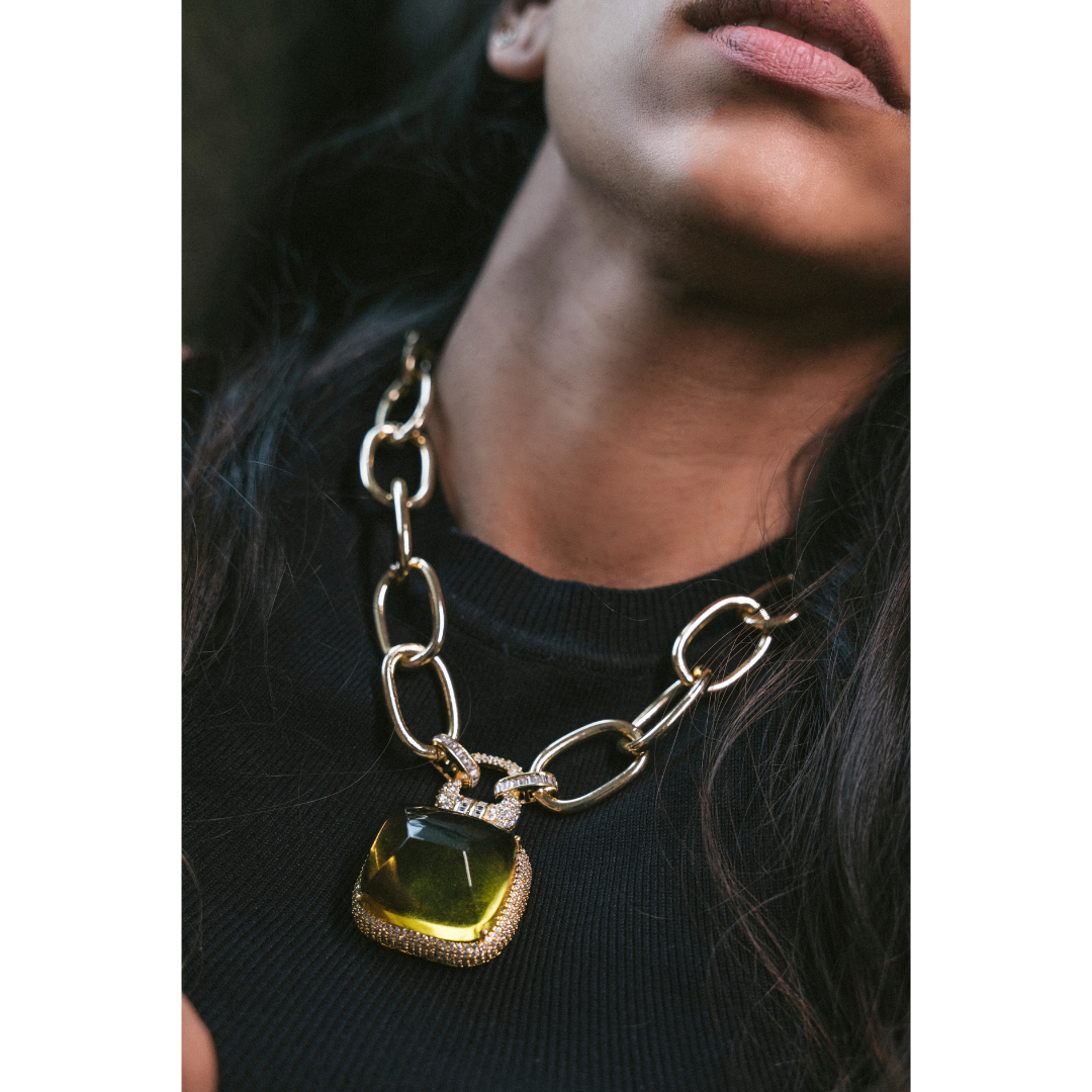 Yellow Gem Candy Link Necklace