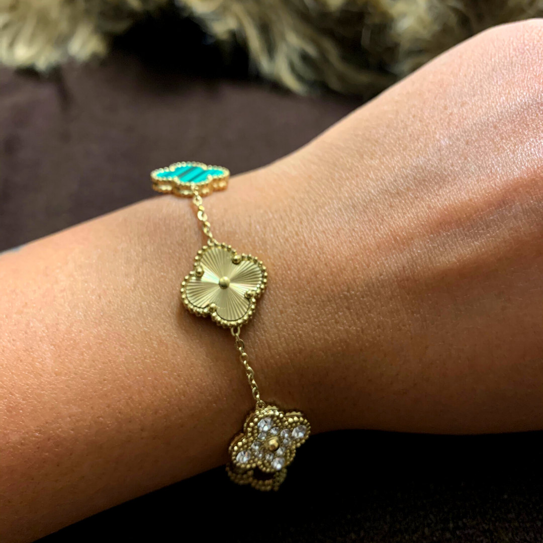 Reversible Green Flower Bracelet