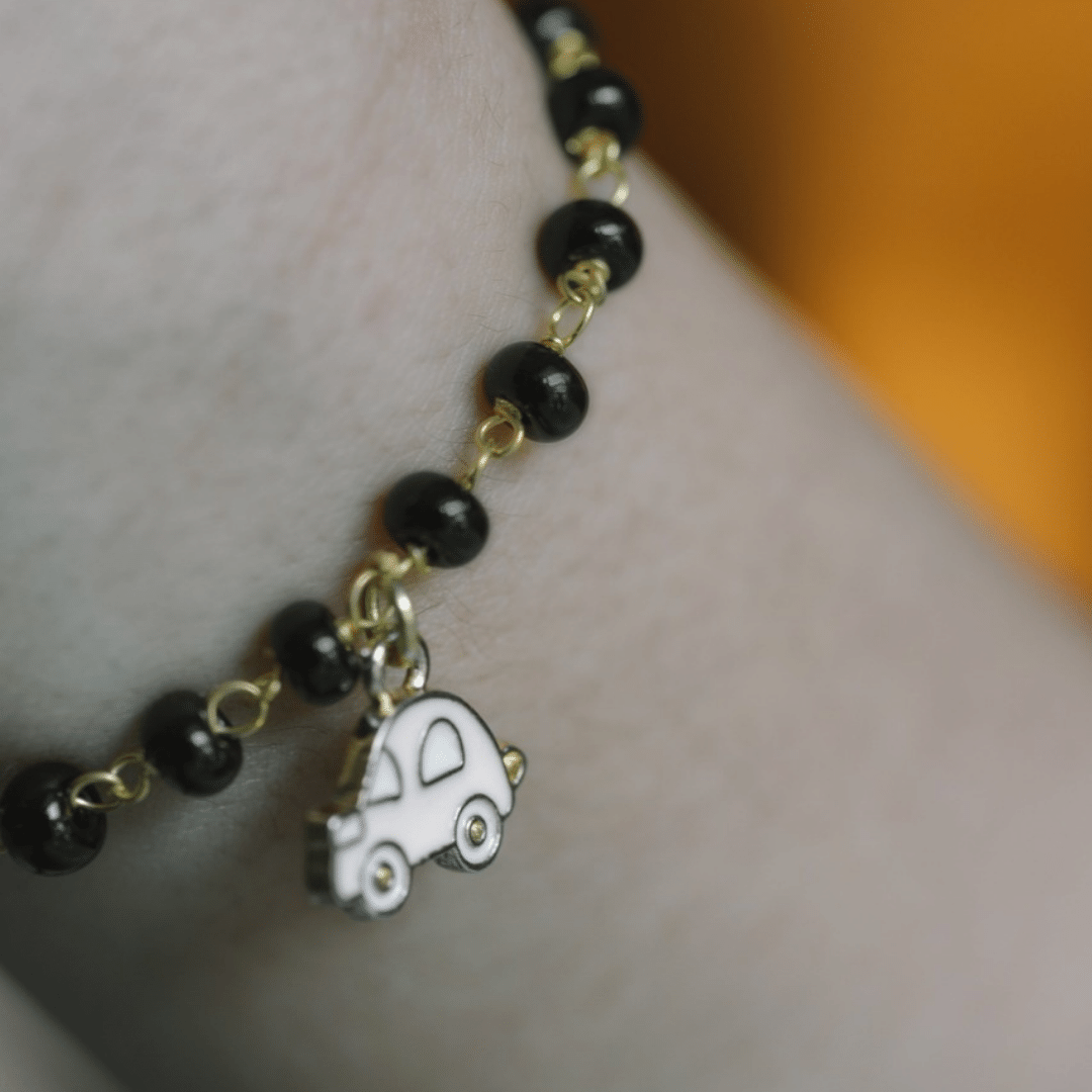 Kids Black Nazariya Bead Car Bracelet