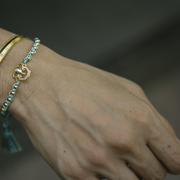 Gold Beaded Ganesha Blue Rope Bracelet