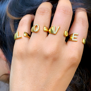 Letter L Swarovski Ring