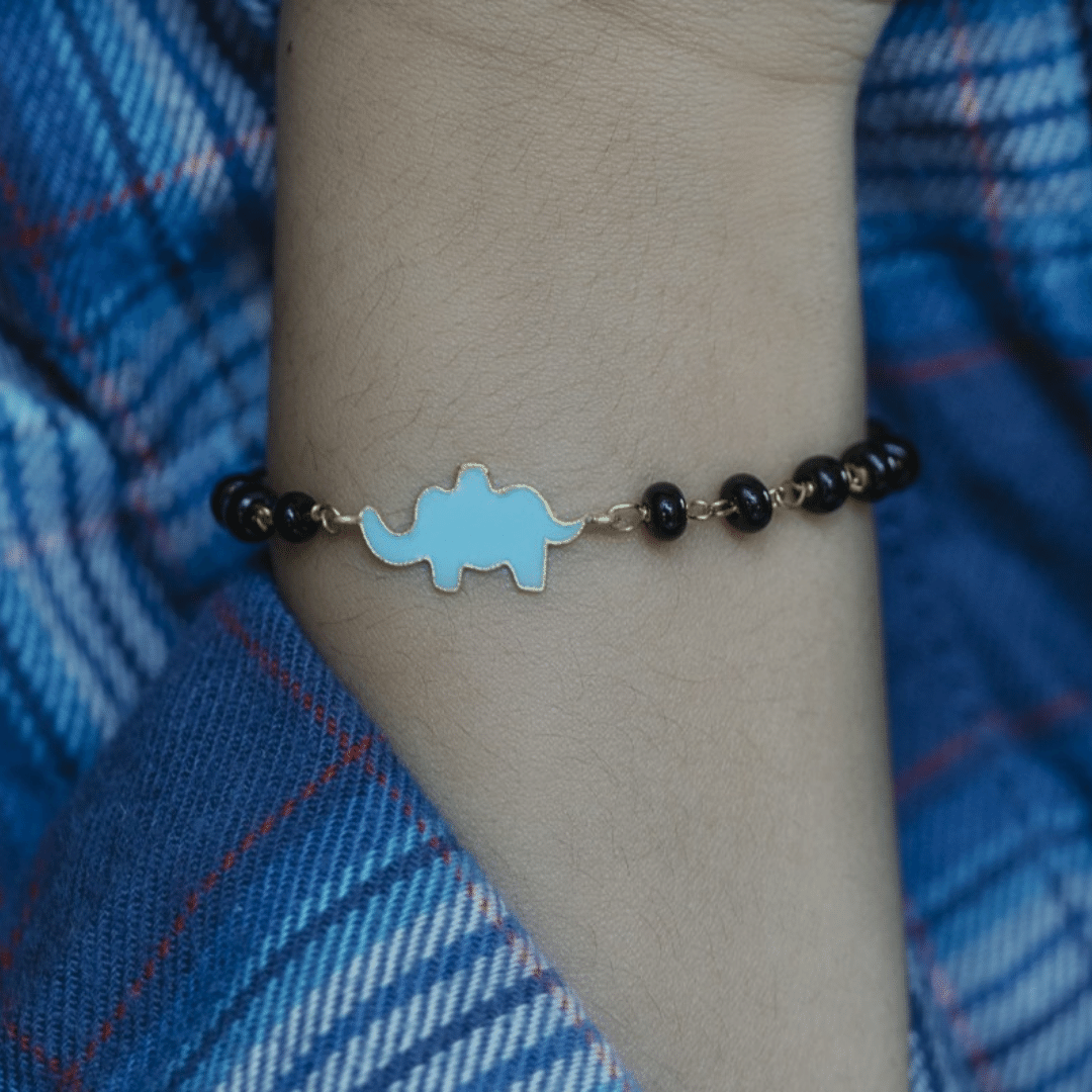 Pure Silver Kids Nazariya Blue Elephant Bracelet