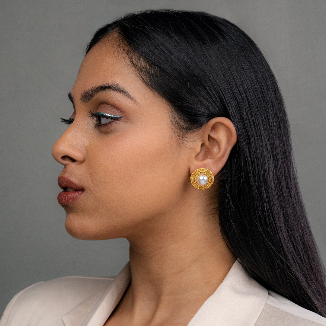 Mother Of Pearl LV Studs – Matree by Neha Wahi