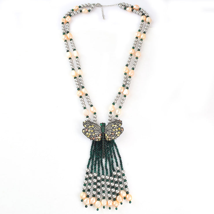 Dragon Fly Pearl Necklace