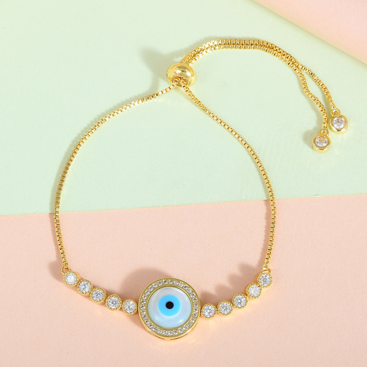 Round Evil Eye Swarovski Chain Bracelet