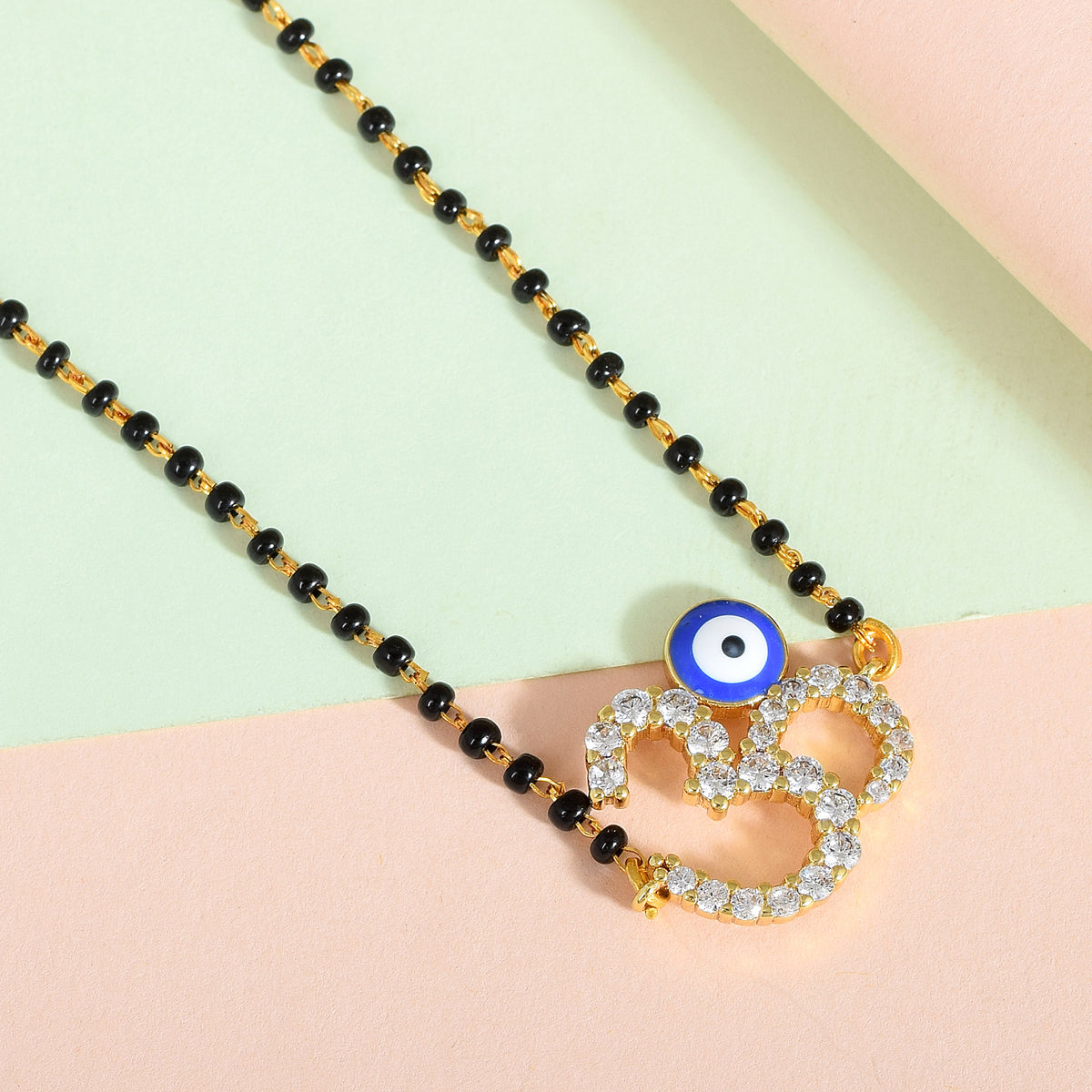 Mangalsutra Beaded Evil Eye Om Swarovski Necklace