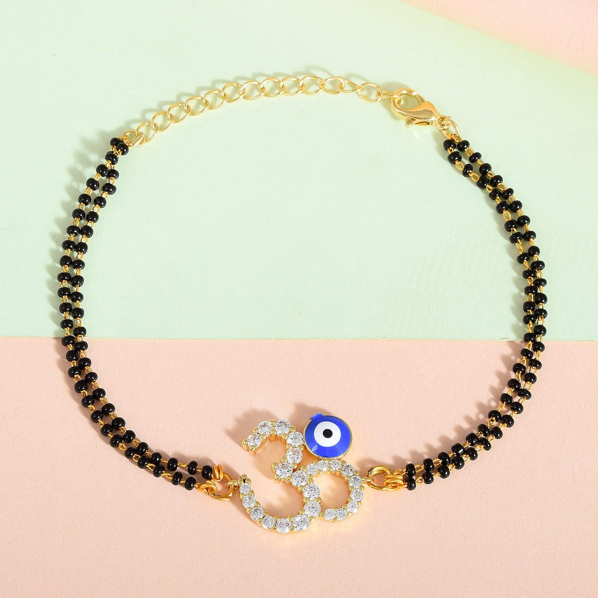 Mangalsutra Beaded Evil Eye Om Swarovski Bracelet