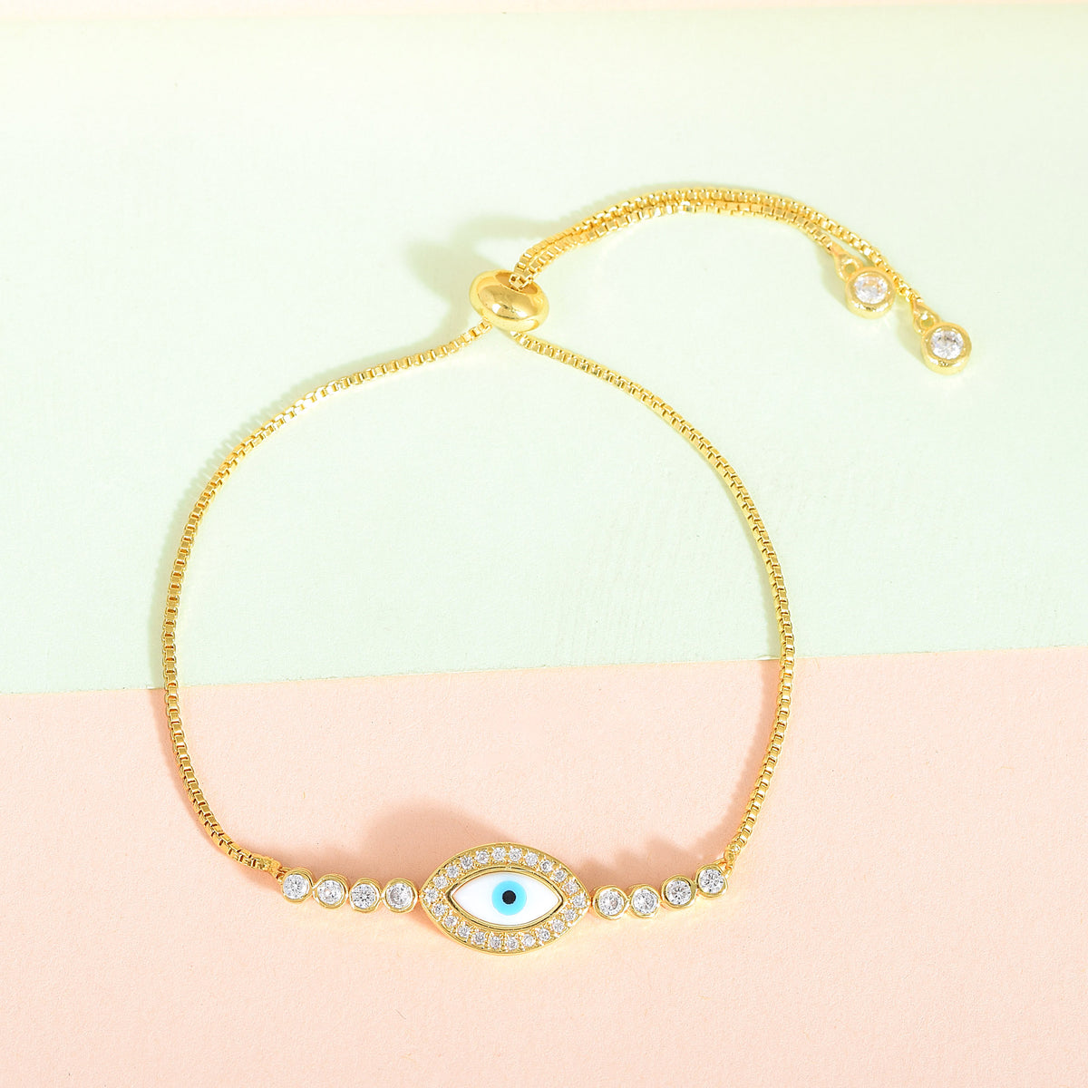 Eye Shaped Evil Eye Swarovski Chain Bracelet