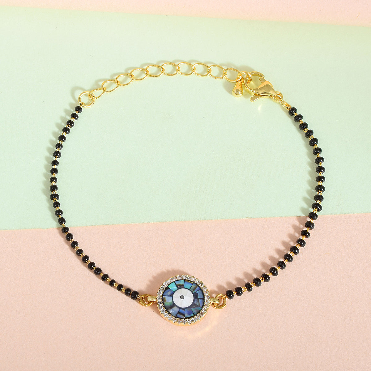 Mangalsutra Round Mother Of Pearl Evil Eye Bracelet