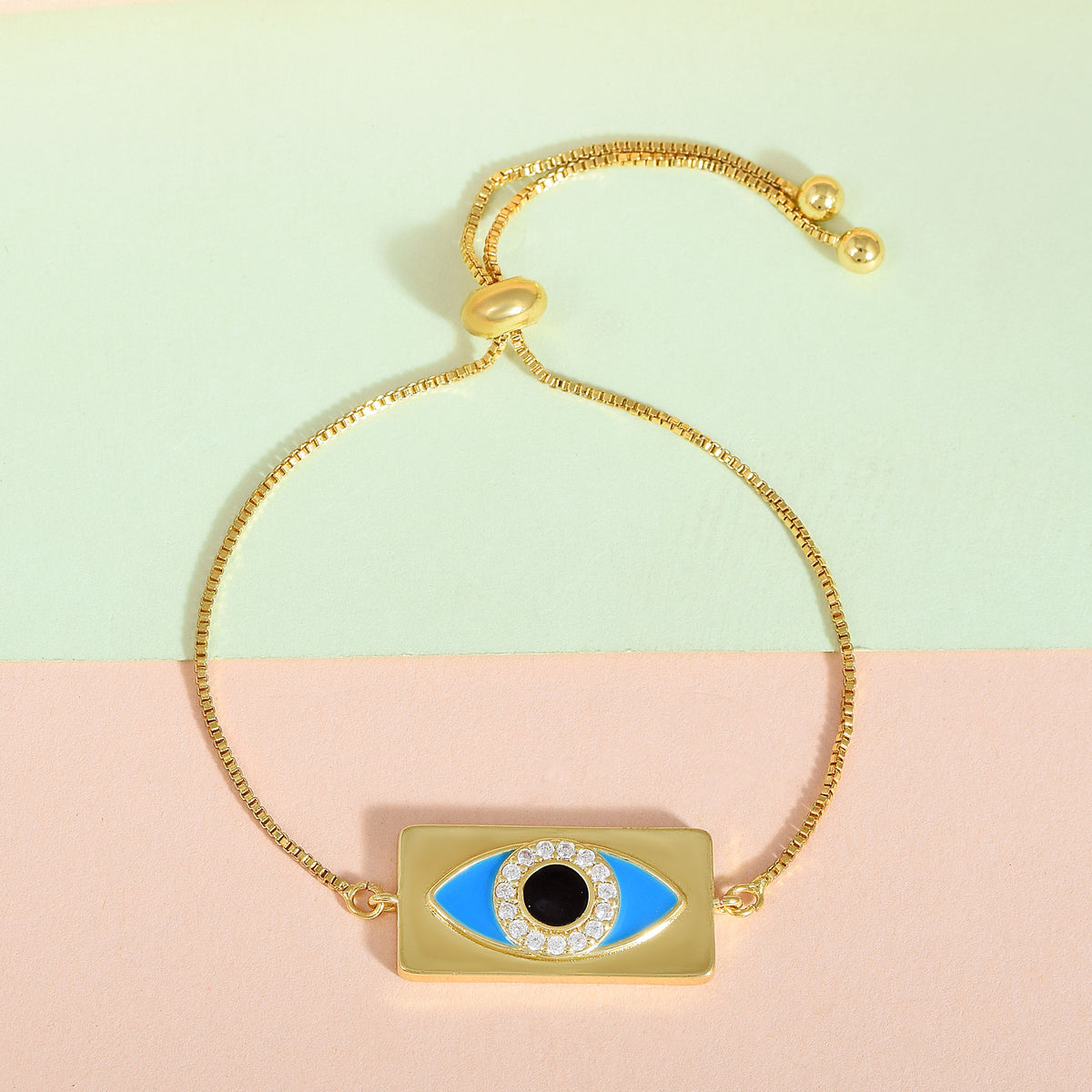 Evil Eye Rectangular Enamel Bracelet