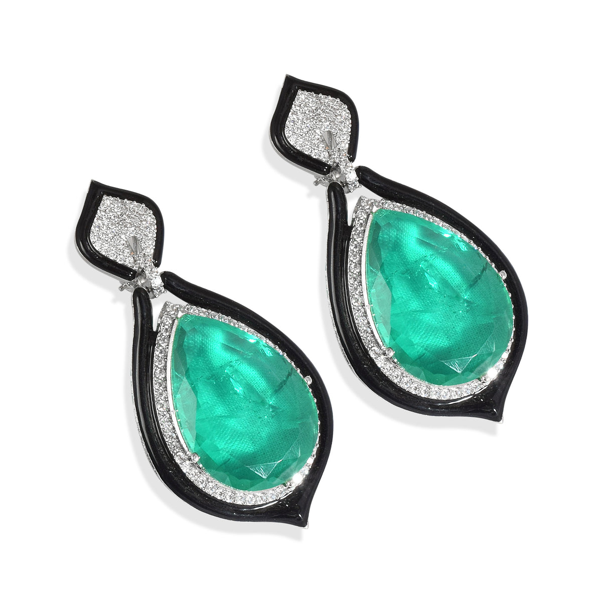 Black Enamel Emerald Edge earrings