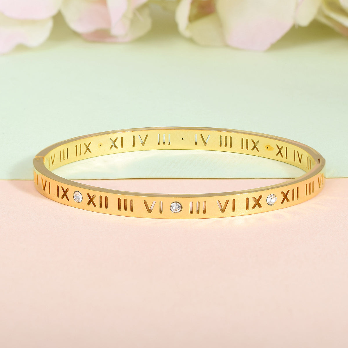 Roman Numbers Swarovski Gold Bracelet