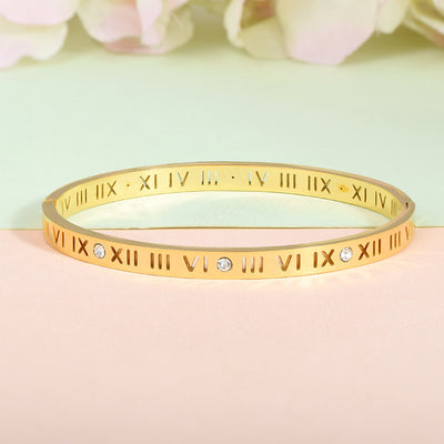 Roman Numbers Swarovski Gold Bracelet