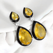 Enamel Citrine Tear Drop Earrings