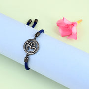 Om Black Finish Blue Rope Bracelet