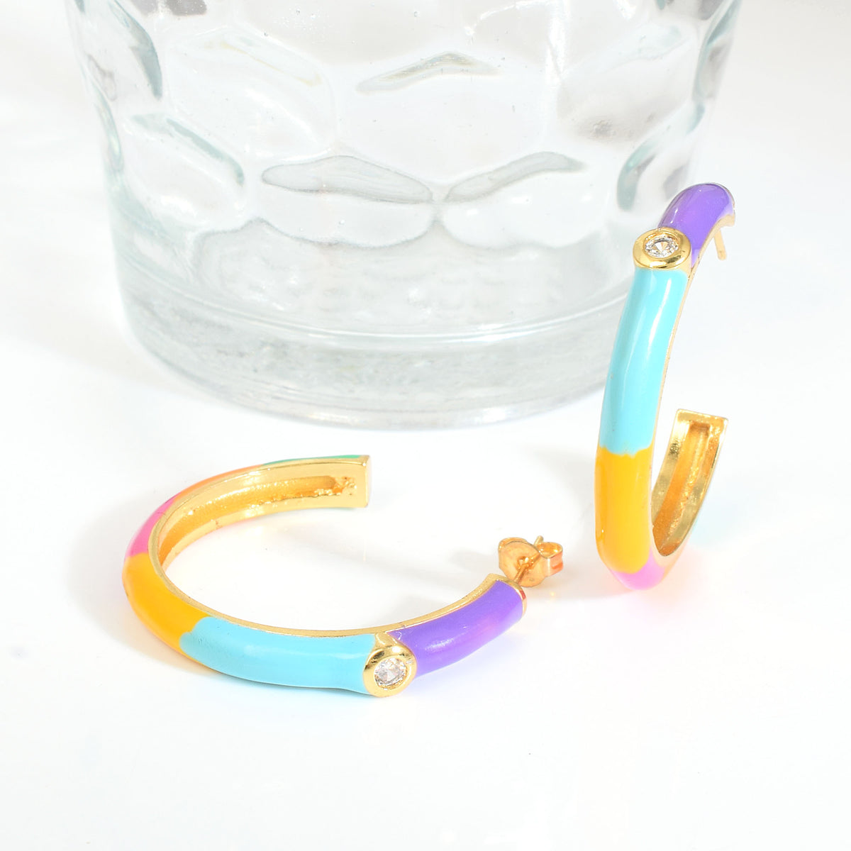 Multi Colored Enamel Pop hoop Earrings