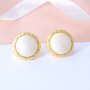 Spiral Pearl Gold Stud Earrings