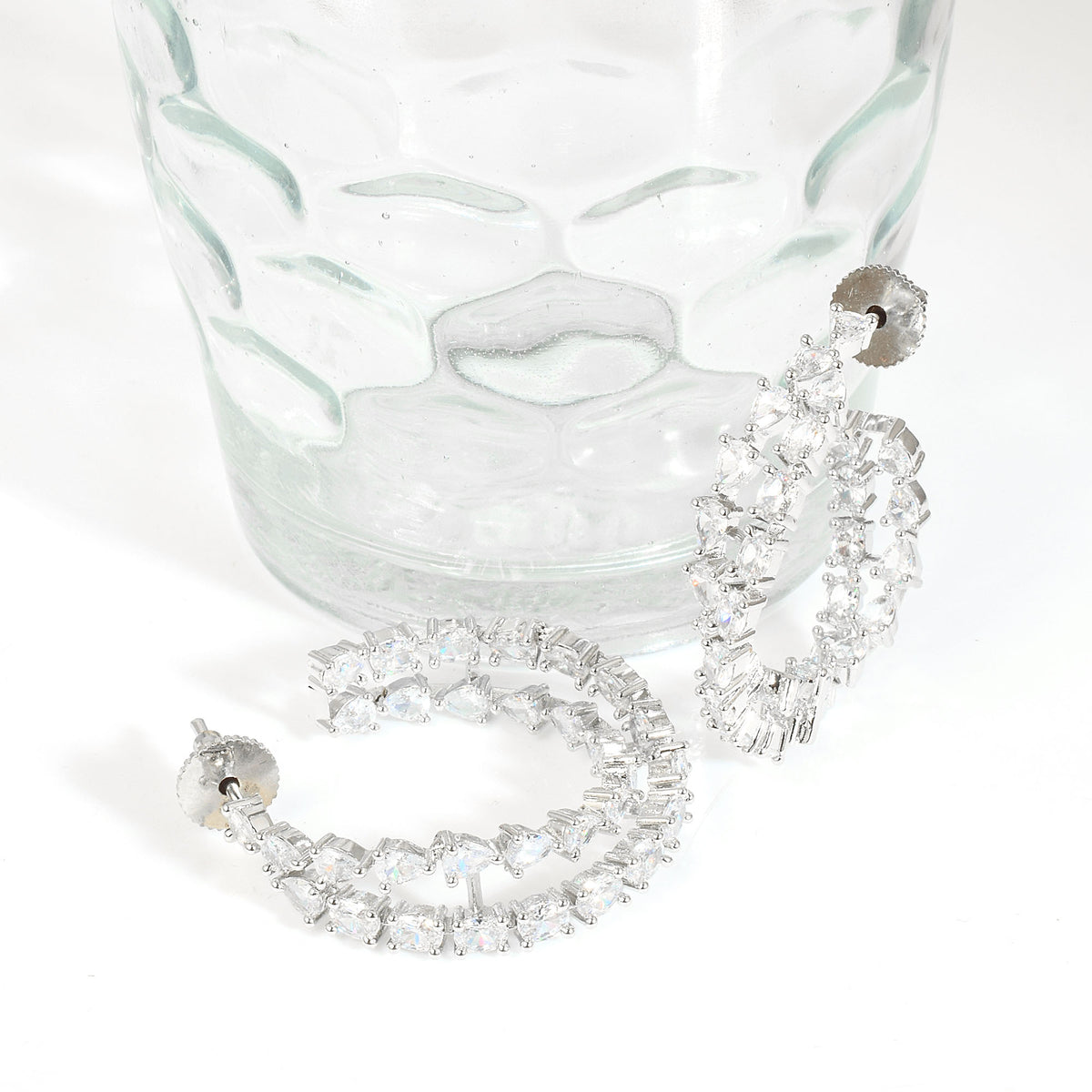 Dual Cross Swarovski Hoop Earrings