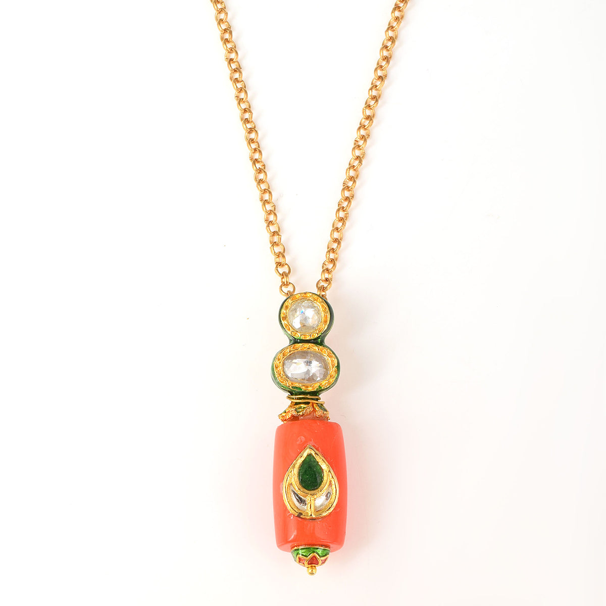 Coral Cylinder Kundan Set